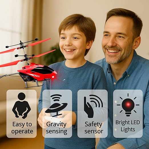 Remote Control Plastic Helicopter Toy for Kids | Gravity Sensor Battery Chargable Toy Helicopter | USB Charging Infrared Induction Flight I Pack of 1