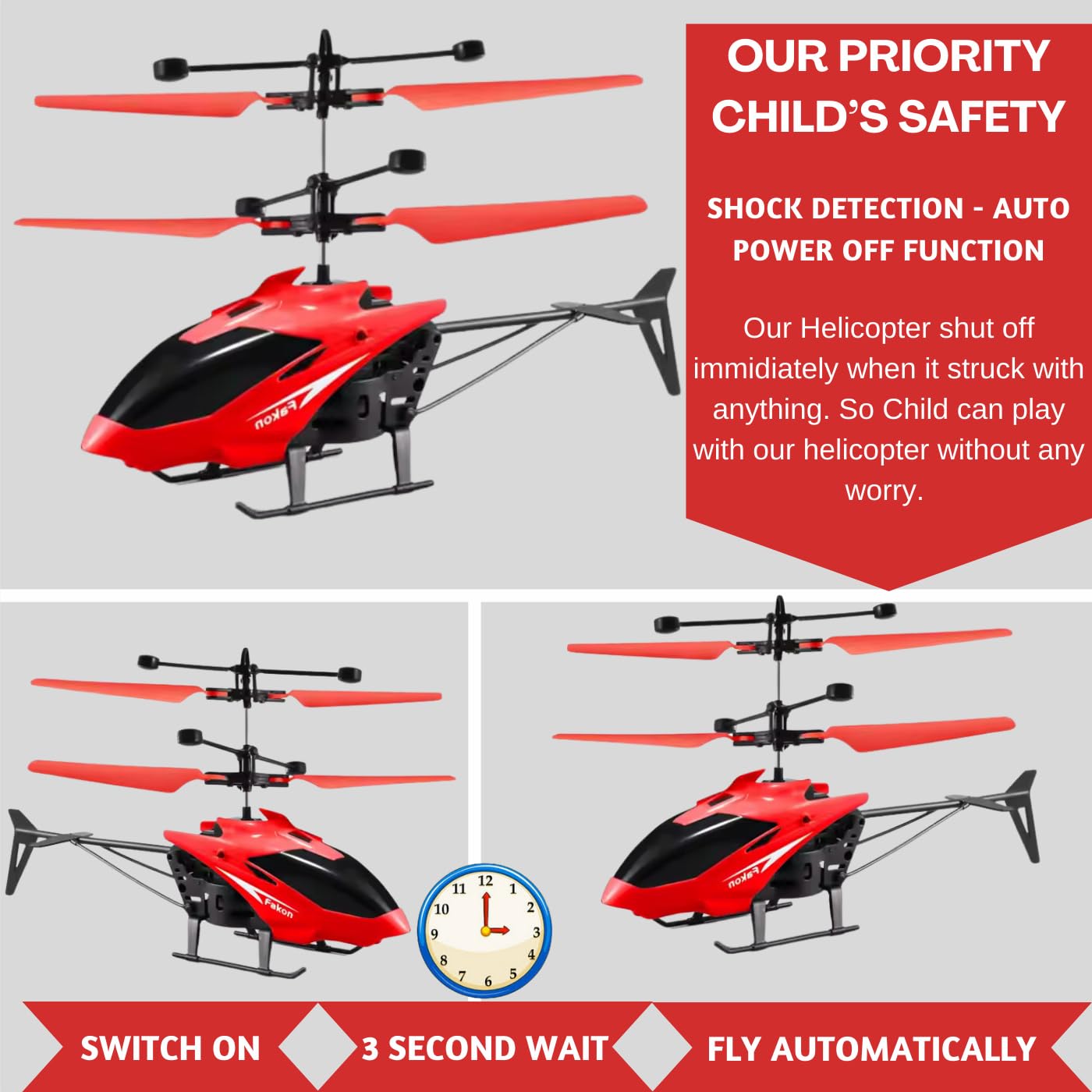 Remote Control Plastic Helicopter Toy for Kids | Gravity Sensor Battery Chargable Toy Helicopter | USB Charging Infrared Induction Flight I Pack of 1